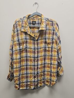 Simply Emma Yellow Plaid Button-Down Shirt